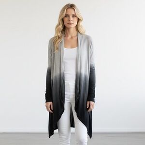 ENTI Blue‎ and Grey Ombré Long Sleeve Long Cardigan